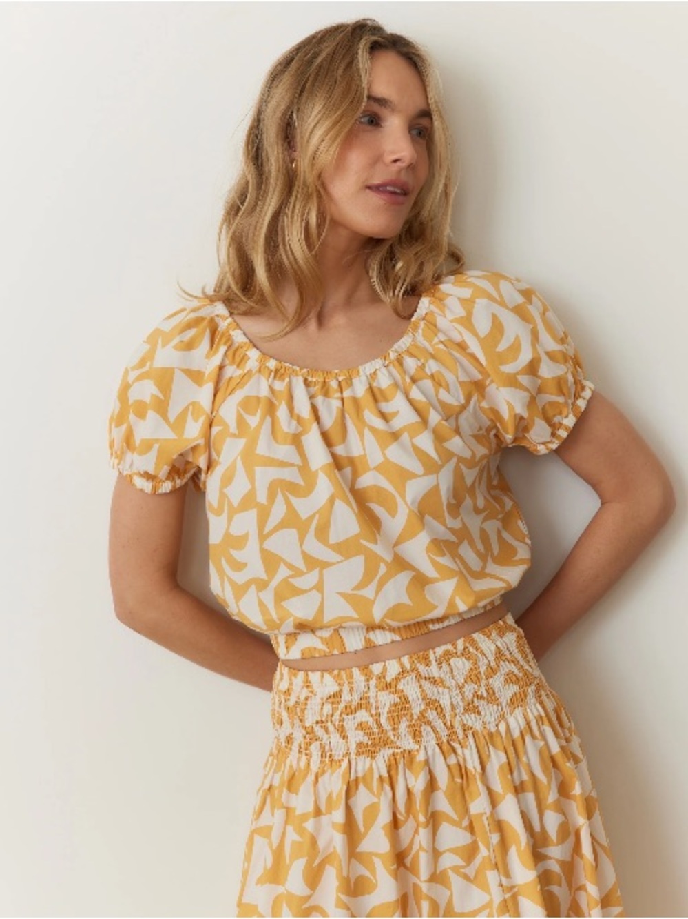 Marine Layer Marella Poplin Crop Blouse